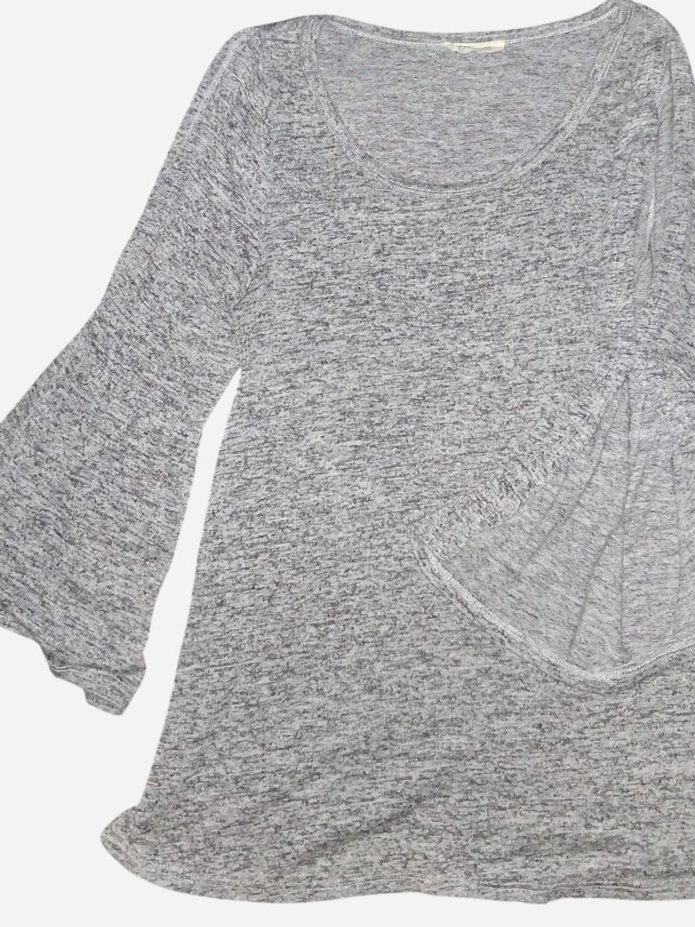Light Gray Scoop Neck Bell Sleeve Top